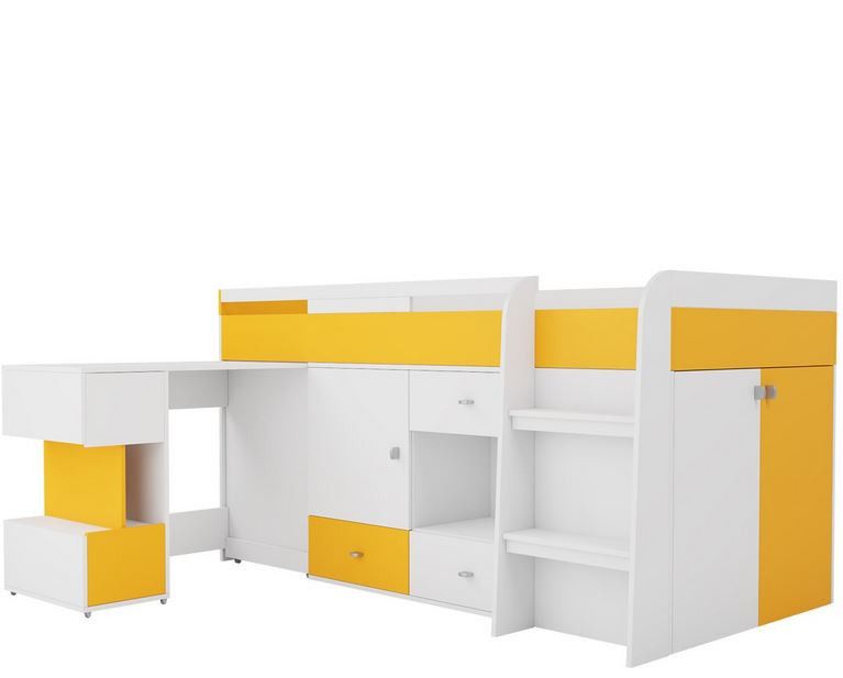 Veneti Multifunkčná detská posteľ 90x200 HARKA - biela / žltá
